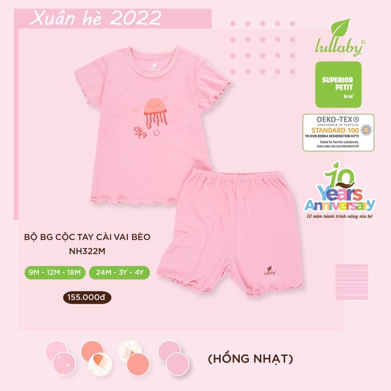 LULLABY Bộ Cộc Tay Bèo Bé Gái NH322M