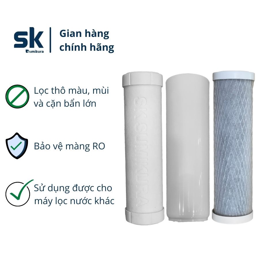 Combo Lõi Lọc Nước Số 123 SK Sumikura Cho Máy R.O - Bộ Lõi Lọc Thô 123 SK Sumikura