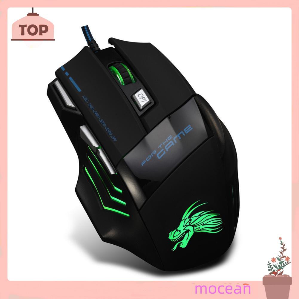 Chuột Gaming Mocean Led Quang Học Có Dây, 7 Nút Bấm, 5500dpi