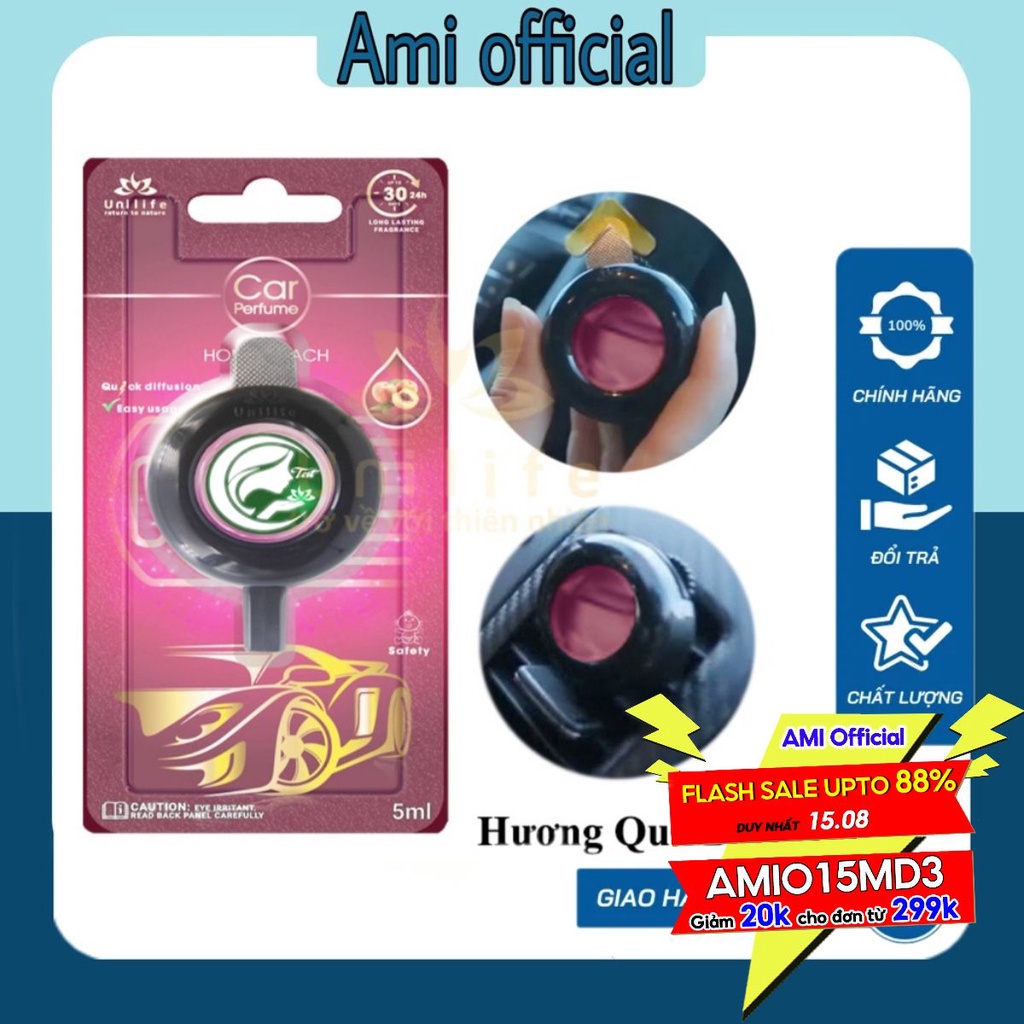 Tinh dầu nước hoa ô tô Unilife, nước hoa xe hơi hương Đào Chín ngọt ngào, khử mùi ô tô, hưng phấn lái xe dung tích 5ml