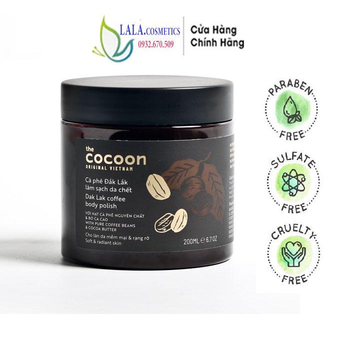 Cà phê Đắk lắk làm sạch da chết COCOON 200ml