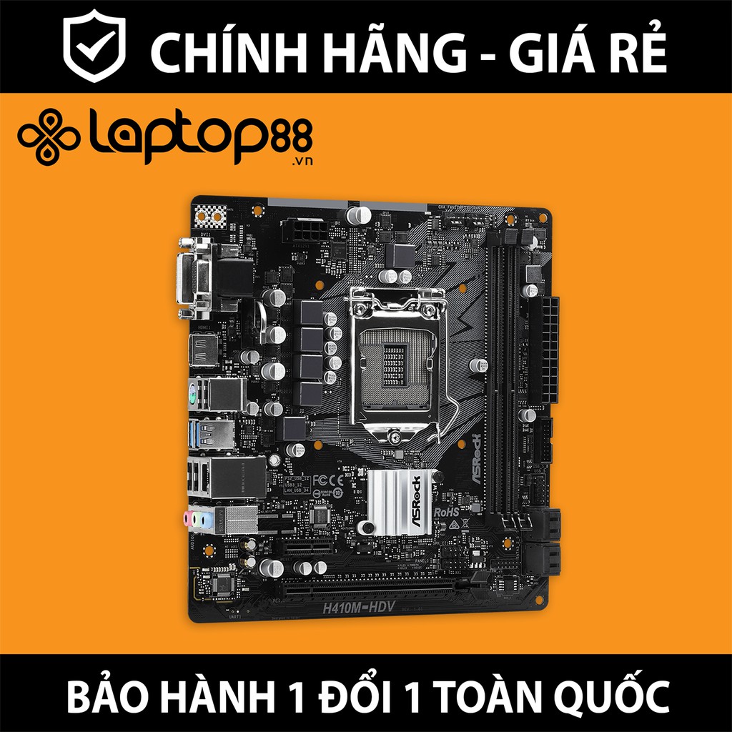 Mainboard Asrock H410M-HDV (Intel H410, Socket 1200, m-ATX, 2 khe Ram DDR4) - Hàng chính hãng - Bảo hành 36 tháng