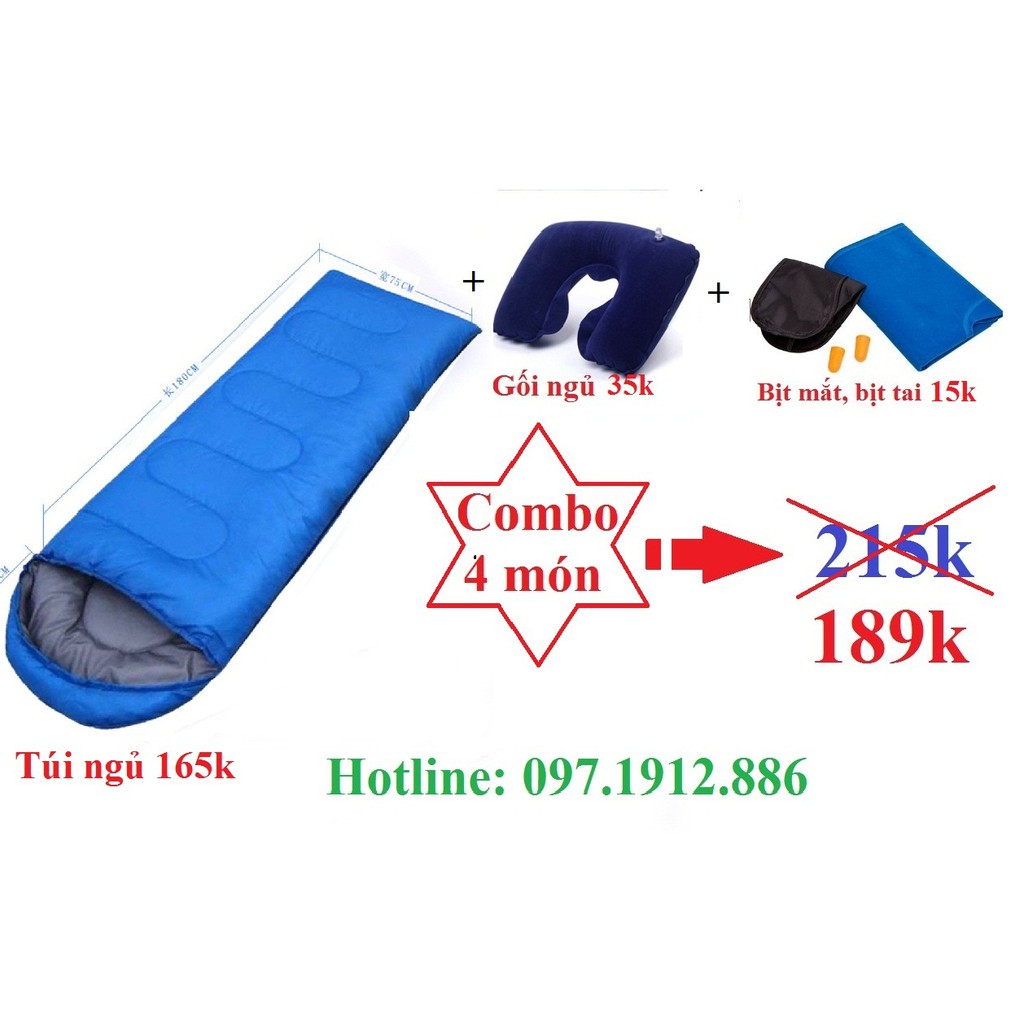 [HÀNG LOẠI 1-1KG] Túi Ngủ Văn Phòng - túi ngủ du lịch XANH DƯƠNG