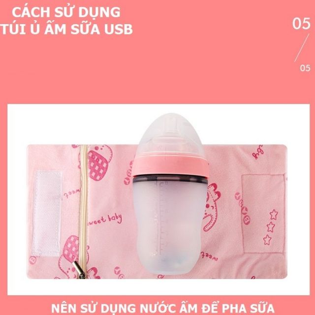 Túi giữ nhiệt hâm _ủ bình sữa thông minh/gấp gọn/có sạc usb phù hợp với mọi loại bình