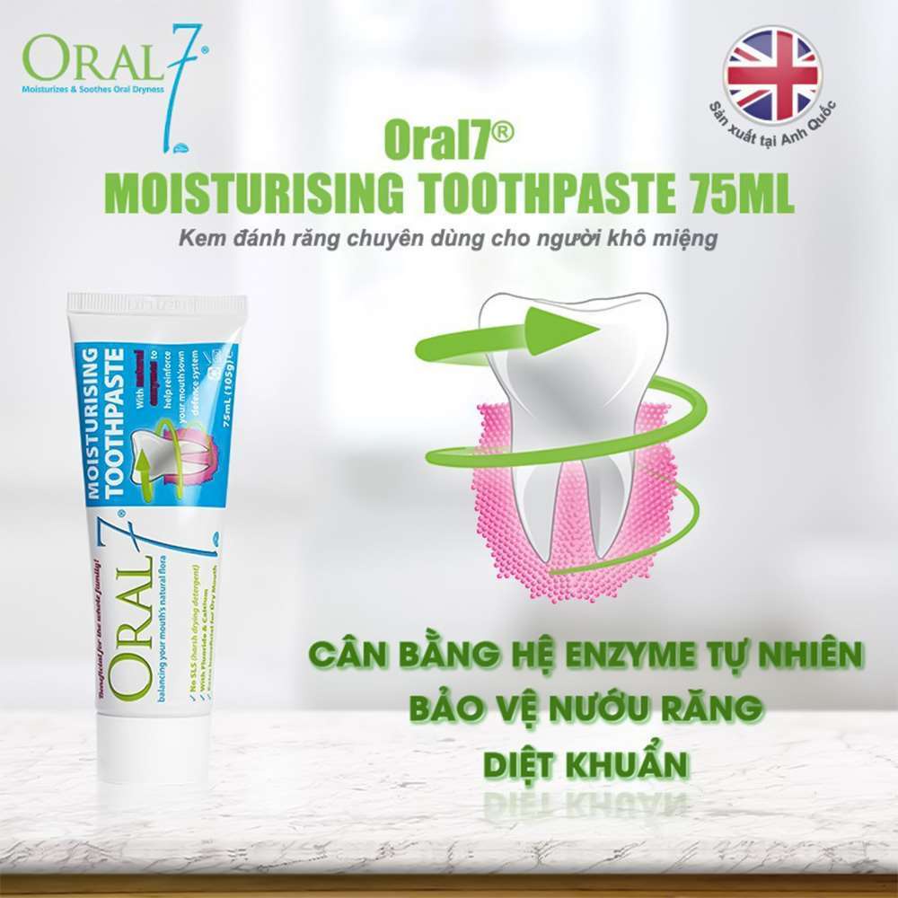 Kem đánh răng giữ ẩm miệng ORAL7 75ml dành cho người khô miệng/ Anh Quốc