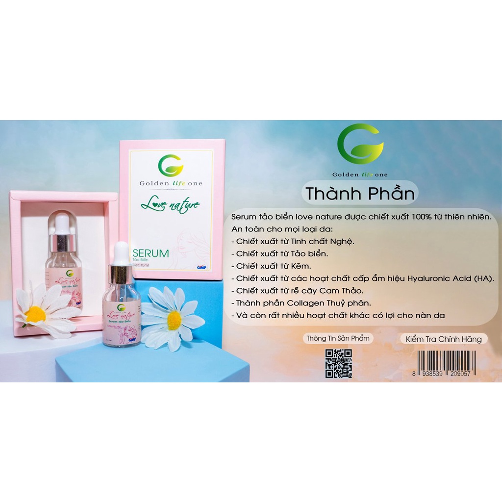 [CHÍNH CAO CẤP - CHÍNH HÃNG] SERUM TẢO BIỂN LOVE NATURE TỪ GOLDEN LIFE ONE: HỘP 1 LỌ 15ML | BigBuy360 - bigbuy360.vn