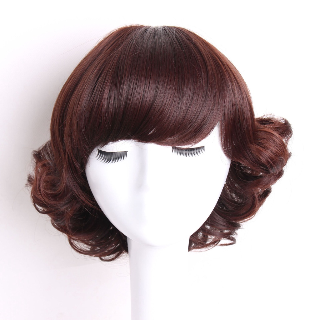 Bộ Tóc Giả Ngắn Xoăn Phong Cách retro Cho Phụ Nữ Trung Niên 8 / 2