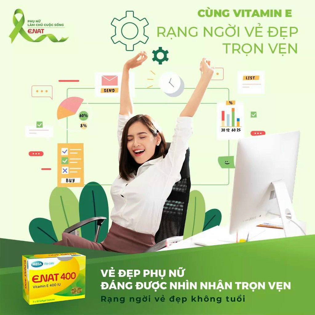 Viên Uống Đẹp Da ENAT 400 IU/Enat Cream 30gr