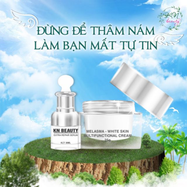 [CHÍNH HÃNG] Bộ 2 sản phẩm gồm kem Face + Serum dưỡng trắng da ngừa thâm nám KN BEAUTY