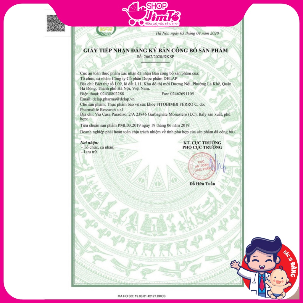 Siro Ferro C Fitobimbi Pharmalife Bổ Sung Sắt, Kẽm, Vitamin Và Khoáng Chất  Lọ 200ml