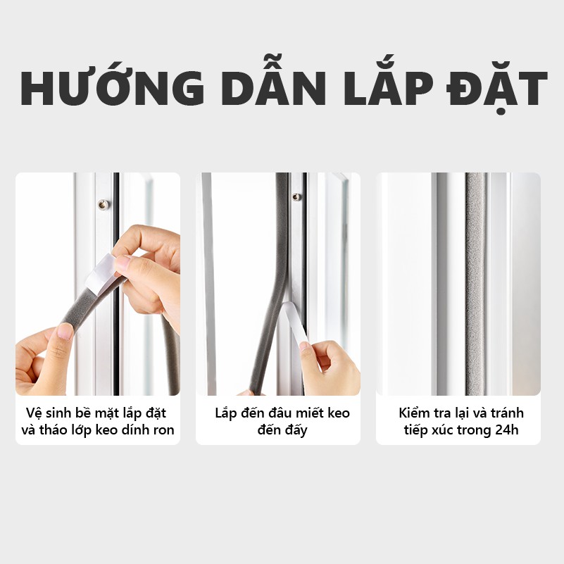 Ron xốp dán khung cửa  Nẹp cách âm cách nhiệt NANORON chống côn trùng chống bui lắp ở cửa đi cửa sổ