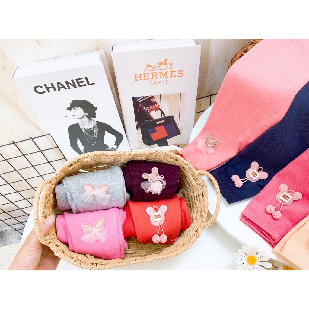 Quần legging đính nơ chất len tăm cho bé gái từ 8-18kg