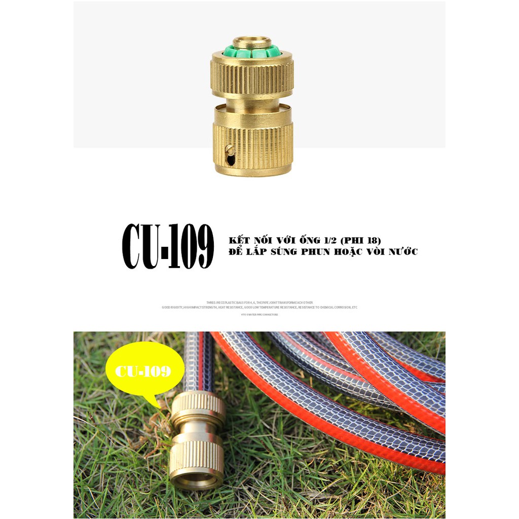 Khớp nối ống nước bằng đồng CU-109 dùng để lắp vào ống phi 16-18