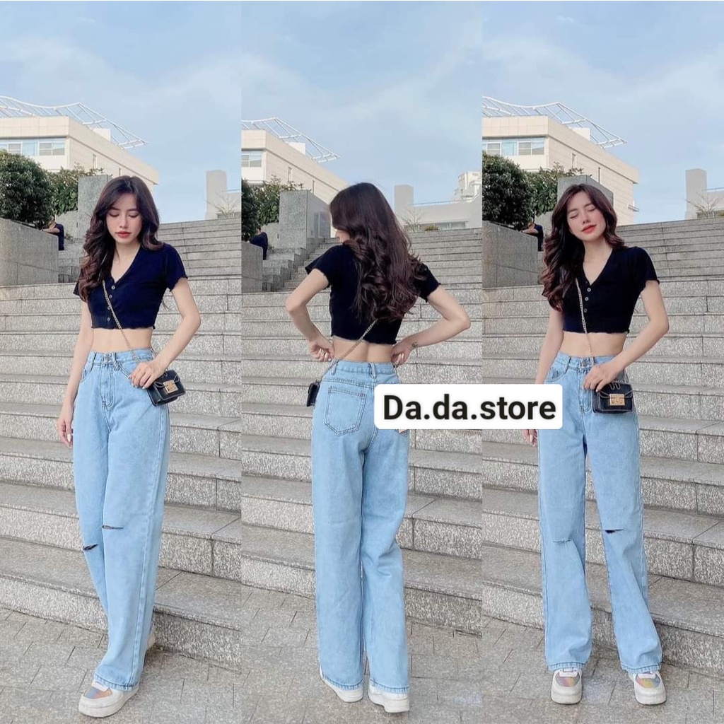 quần jean baggy nữ 321 rách ngối hot hit - hình thật tự chụp