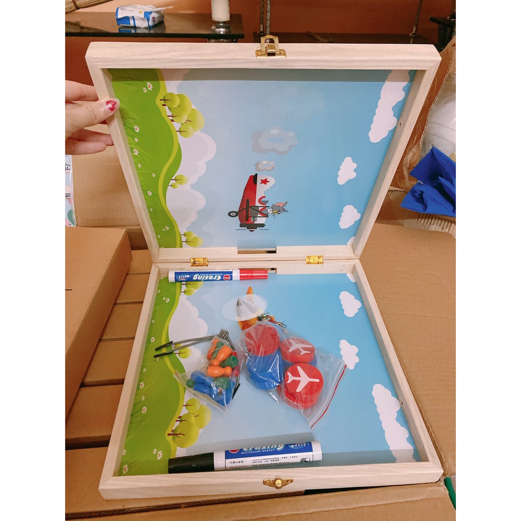 Bộ Cờ bằng Gỗ 3in1:  CỜ BÚNG - CÁ NGỰA - CỜ CARO / Đồ chơi Phát Triển Tư Duy cho bé