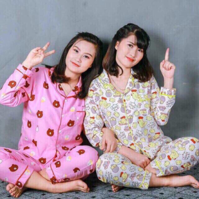 Sock bộ pijama kate Thái tay dài quần dài