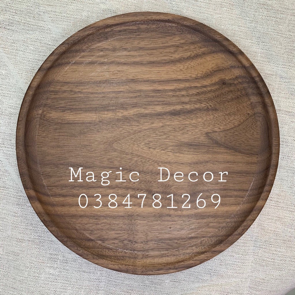 Đĩa tròn gỗ óc chó D22cm