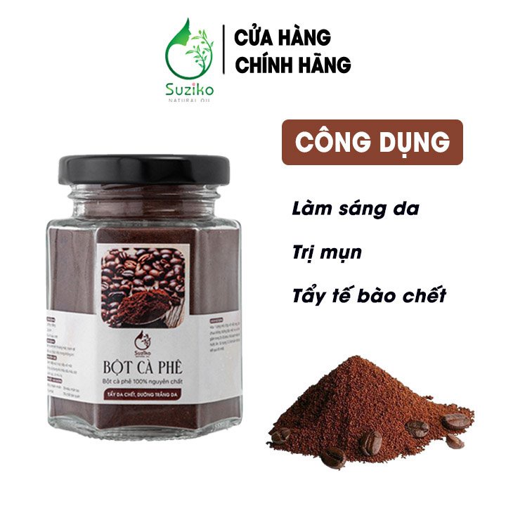 Hũ bột Cà phê SUZIKO đắp mặt nạ nguyên chất giúp tẩy tế bào chết dưỡng da trắng sáng 140G