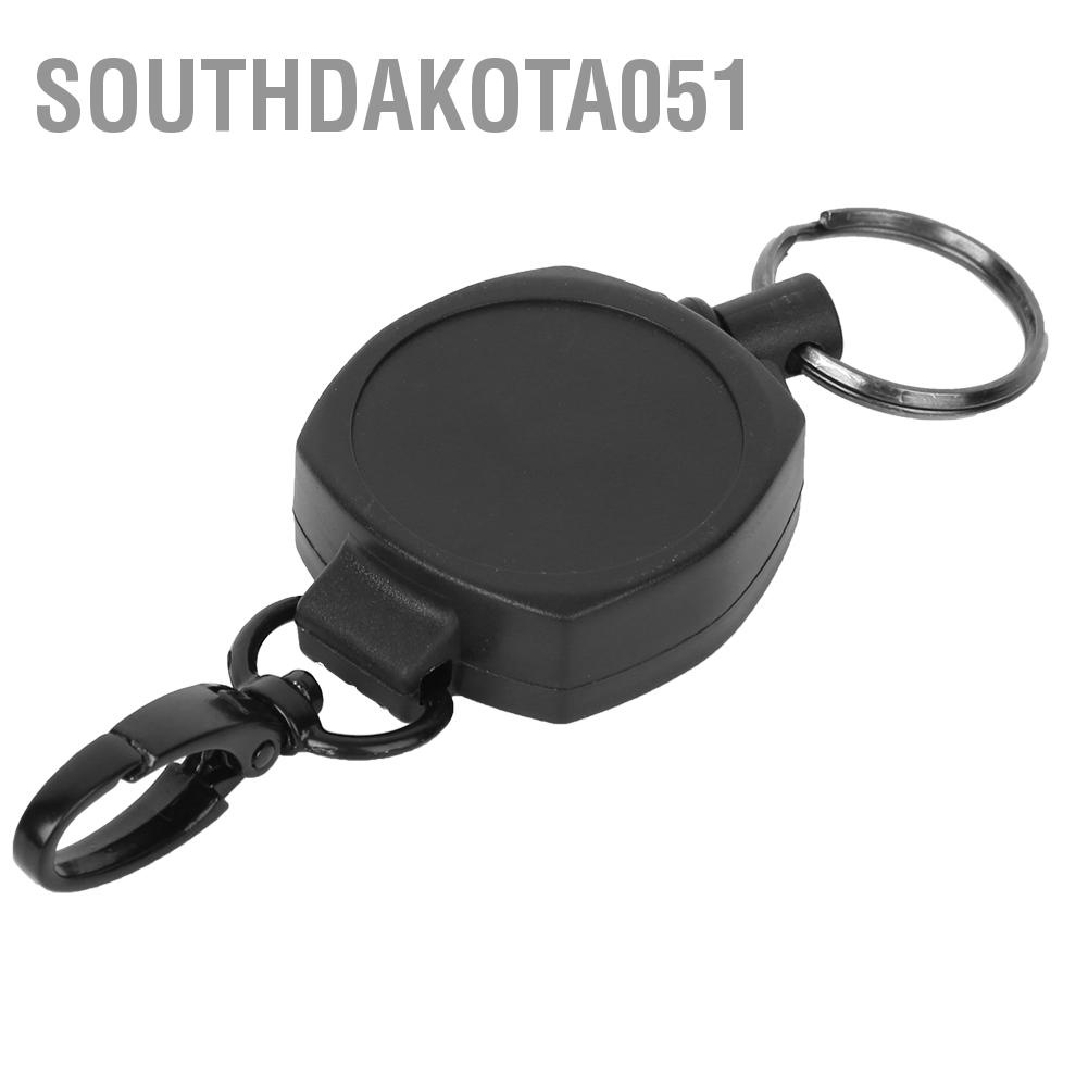 Southdakota051 Portable Stretchable Anti-Lost Anti-Theft Rebound Keychain Key Ring Black