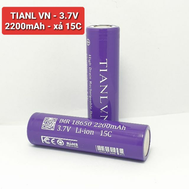 CELL PIN TIANL VN - IMR 18650 - 2200mah XẢ 15C(30A)