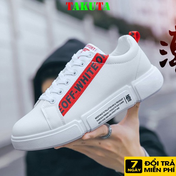 Giày Sneaker Nam thể thao màu trắng cổ cao cho học sinh phong cách Hàn Quốc TAKUTA mã ODR