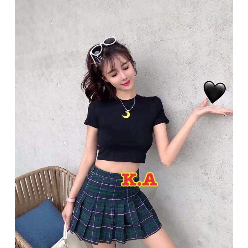 Áo croptop bozip thêu mặt trăng KAN0220