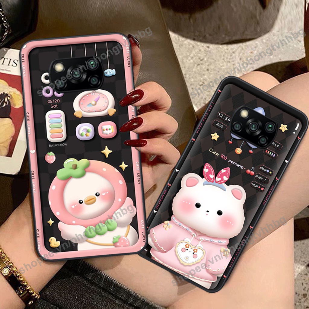 Ốp lưng Xiaomi Poco X3 / Poco X3 Pro gấu,thỏ trắng , đồng hồ dễ thương cute cực đẹp