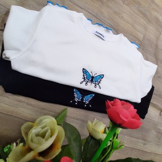 ÁO CROPTOP THÊU BƯỚM av
