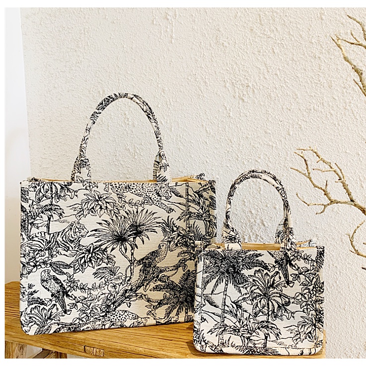 Túi Tote Vải Canvas Cỡ Lớn Kiểu Retro Dễ Thương Cho Nữ