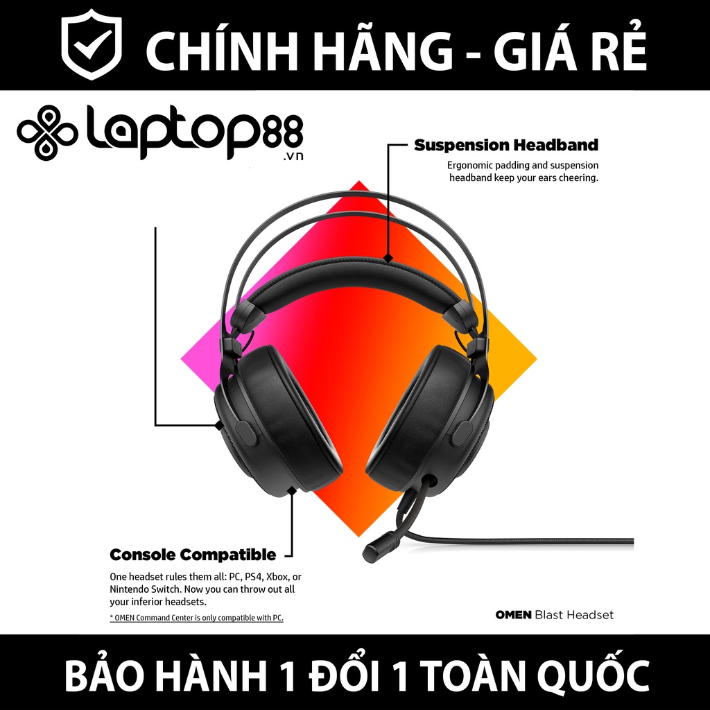Tai nghe Gaming HP OMEN800 1KF76AA Hàng mới bảo hành 12 tháng 1 đổi 1