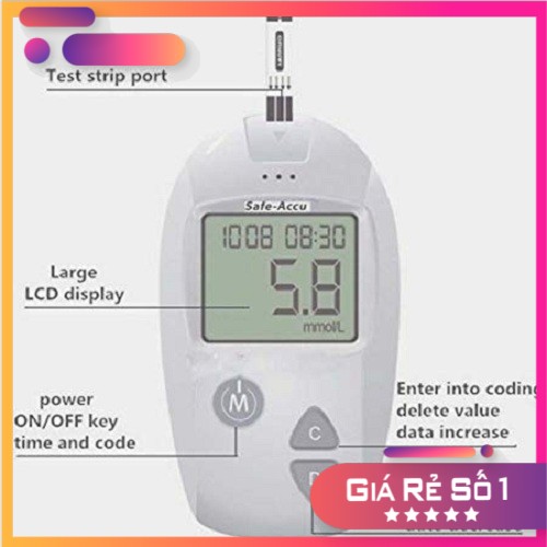 ( Chính hãng ) Máy đo đường huyết - Bộ máy đo đường huyết Safe Accu tặng 50 que thử và 50 kim chích máu Smartbuy