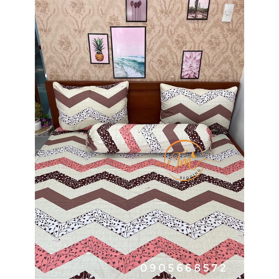 Bộ ga gối  100% coton  4 món không kèm chăn.