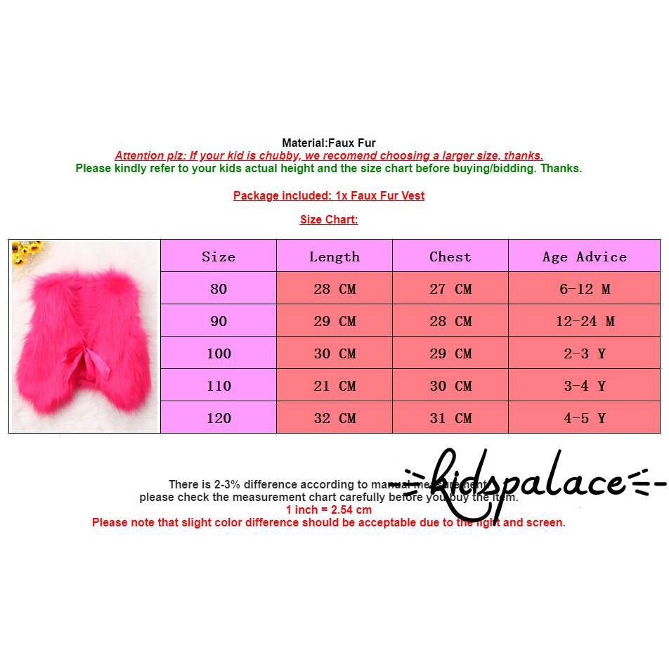 ➤♕❀❤Fashion Baby Girls Kids Winter Warm Toddler Faux Fur Vest Gilet Outerwear Coat Jacket