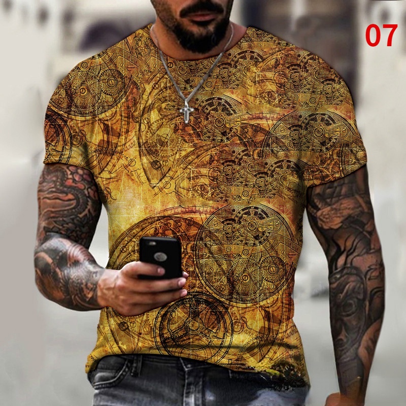 Áo thun nam cổ tròn in hình la bàn 3d size S-6XL