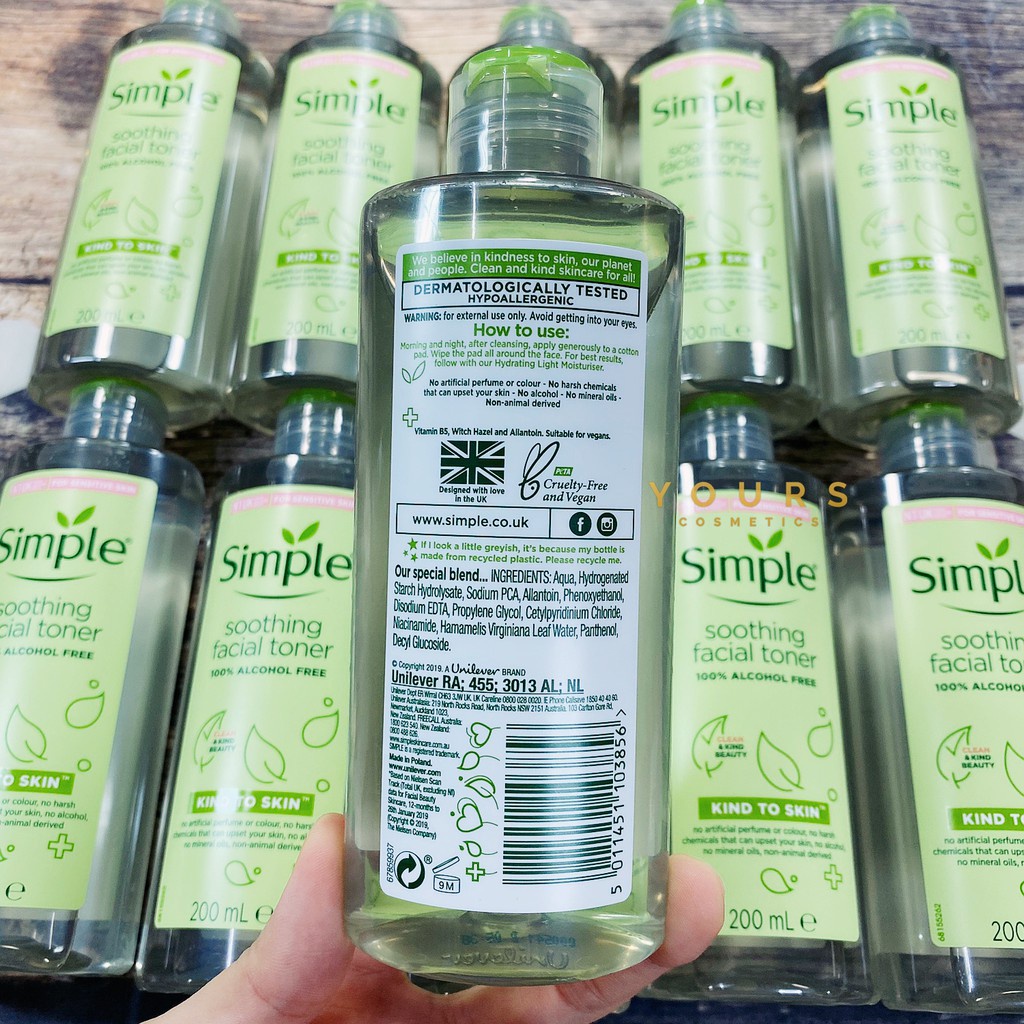 Toner Simple Kind To Skin Soothing Facial Nước Hoa Hồng Cân Bằng Da Dịu Nhẹ Làm Sạch, Nuôi Dưỡng Mọi Loại Da - VT023 | BigBuy360 - bigbuy360.vn