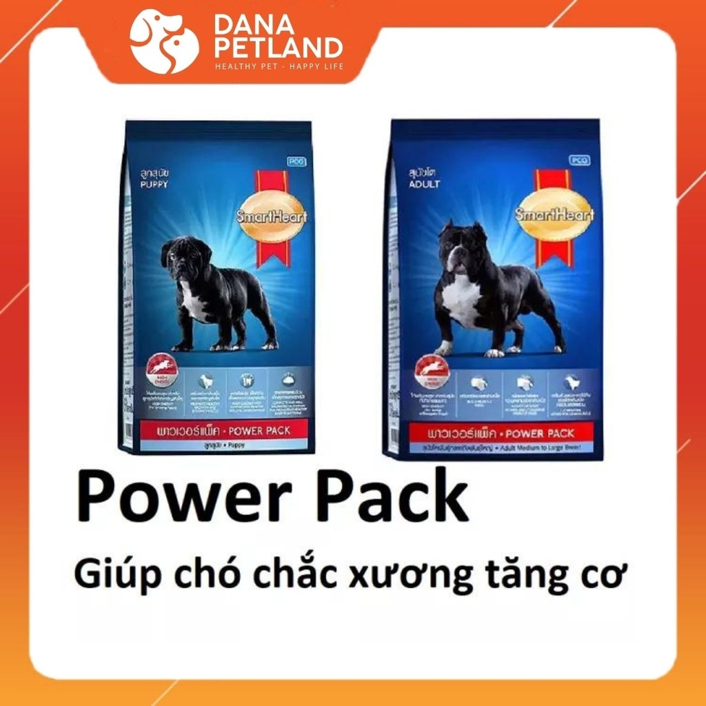 [3kg] Hạt giúp tăng cơ bắp cho chó Pitbull, Boxer, Dogo, Bully, Bulldog SMARTHEART POWER PACK