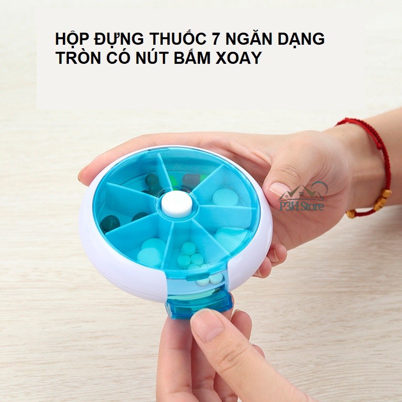 Hộp chia thuốc 7 ngăn hình tròn có nút bấm xoay lấy thuốc tiện dụng Fasola RY-167