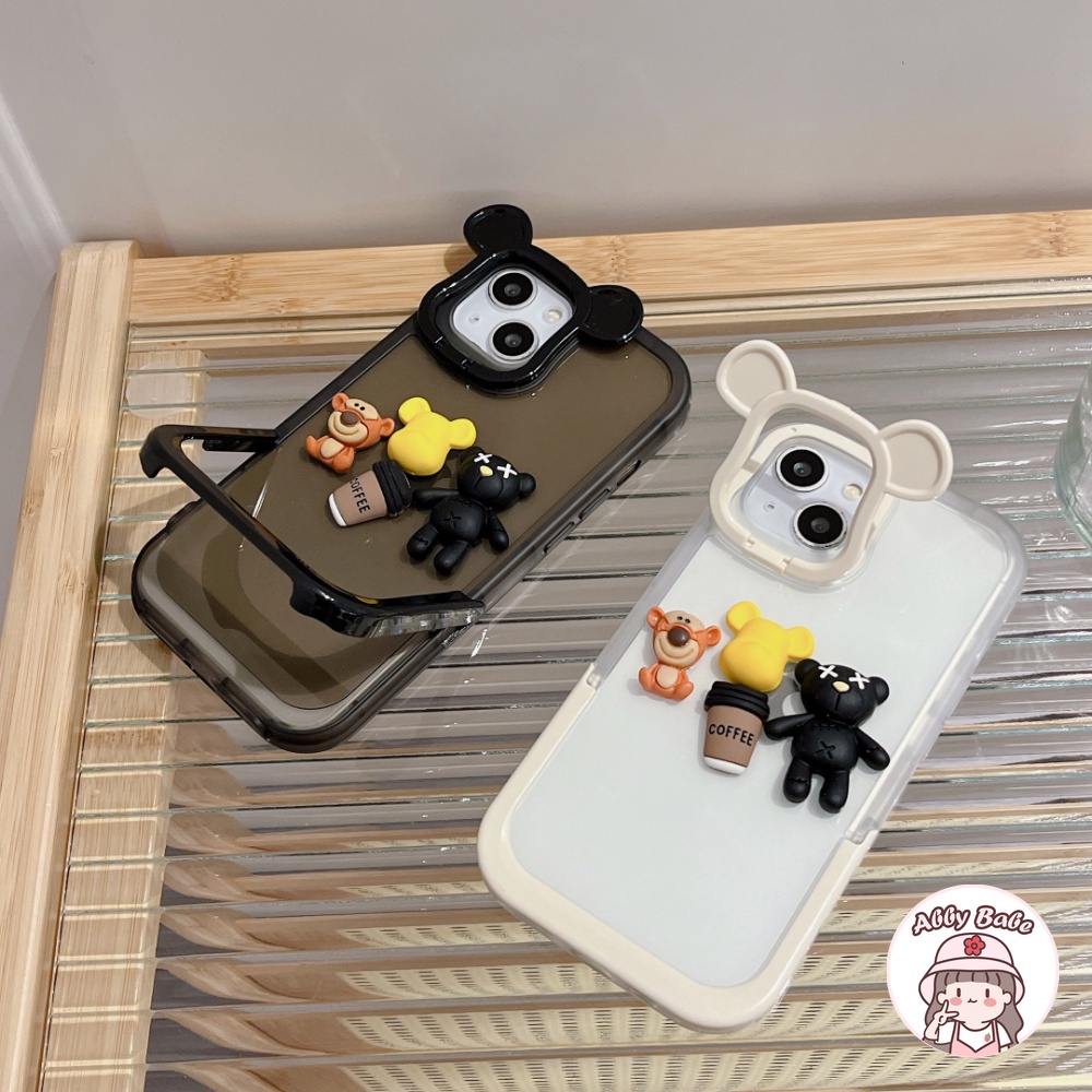 Ốp Điện Thoại TPU Mềm Mỏng Hình Tai Gấu Kaws 3D Cho Iphone 14 Pro Max 11 7Plus 13 12 11 Pro Max X XS 12 XR