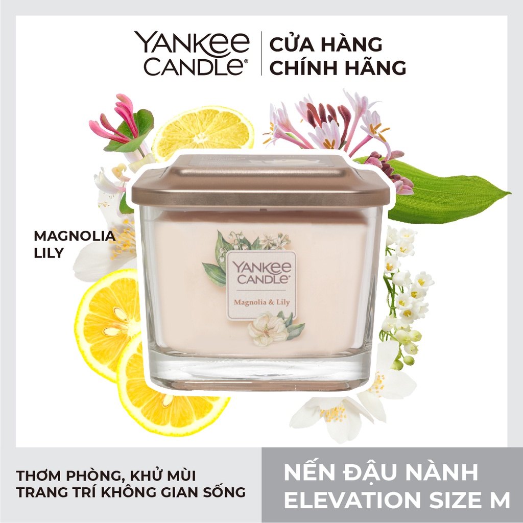 Nến ly vuông Elevation Yankee Candle size M - Magnolia Lily (347g)