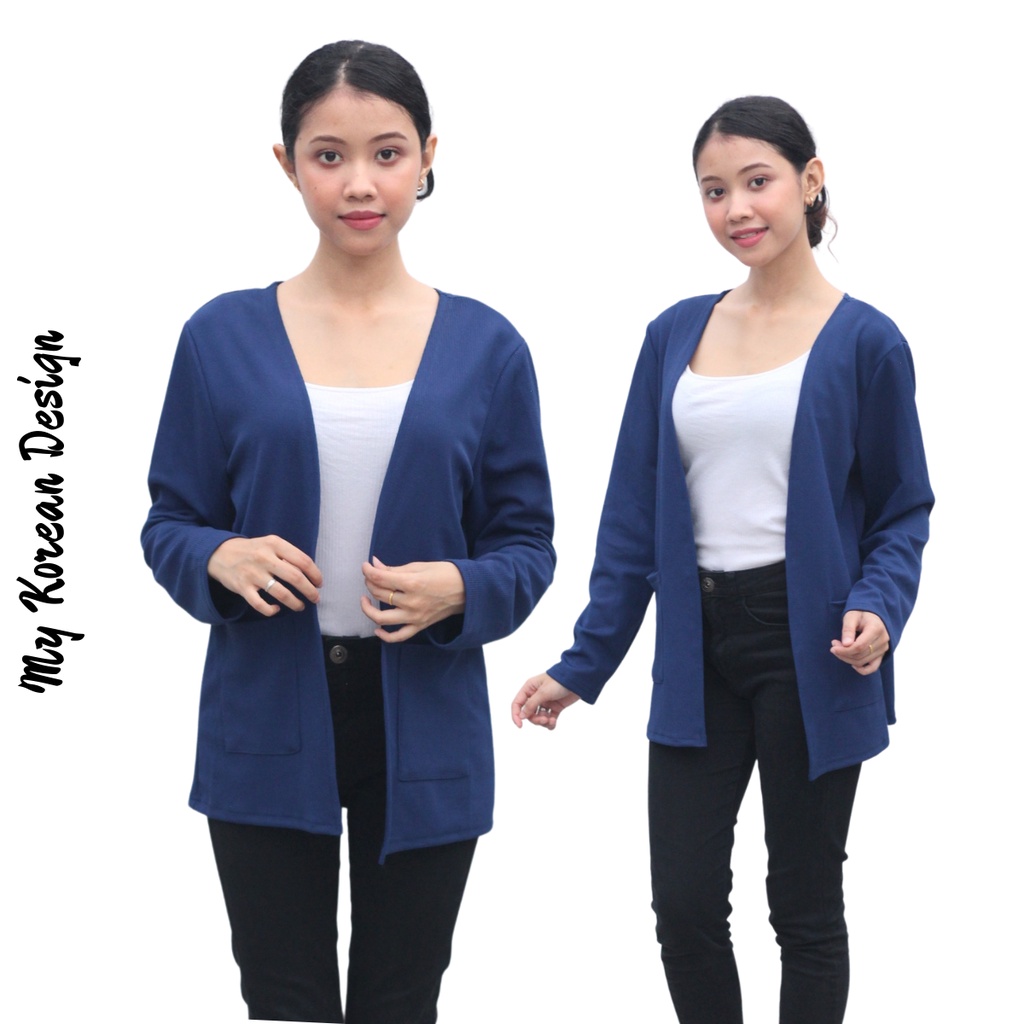 Ready Stock Women's Cardigan Long Sleeve Soft Cotton Wear Casual Front Pockets Outerwear [My Korean Design]