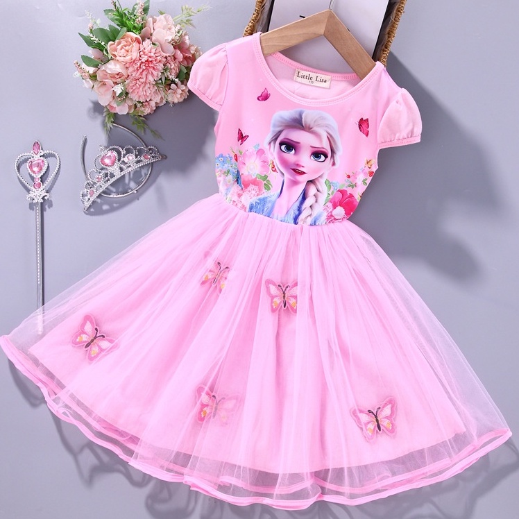 Váy đầm công chúa Elsa xinh xắn cho bé 2-7 tuổi đi học, đi chơi