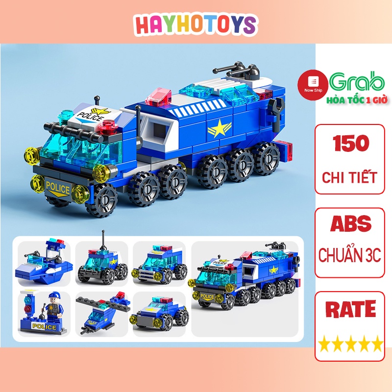 Bộ đồ chơi lắp ráp lego cảnh sát 150CT, lego xe tăng, máy bay, tàu chiến, xe đua đồ chơi cho bé trai