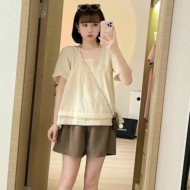 Bộ bầu Lửng giá rẻ, chất lụa chéo thái siêu mềm mát cho bà bầu mặc nhà mùa hè - HT-KidsMomy