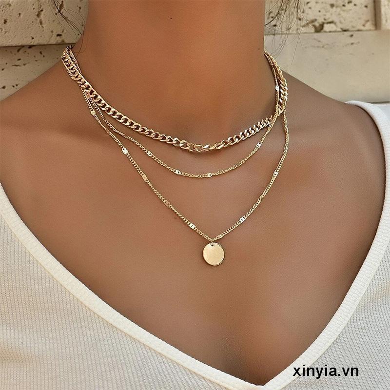 Vòng cổ Dáng Ngắn Nhiều Lớp Đính Đá Pha Lê Nhỏ Cho Nam Và Nữ