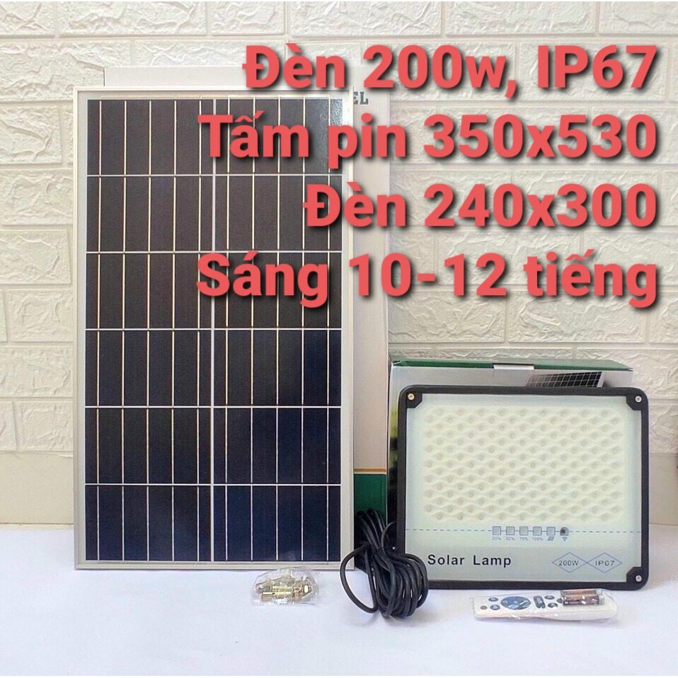 ĐÈN LED NĂNG LƯỢNG MẶT TRỜI CHỐNG CHÓI 200W TẤM PIN RỜI - CÓ REMOTE - DÂY DÀI 5M - BH 12 THÁNG