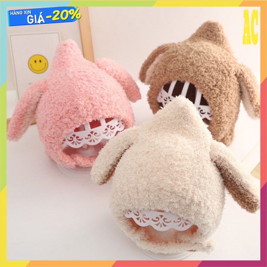 [FREESHIP_50K] Mũ Lông Cừu Tai Thỏ, Mũ Len Trùm Đầu Cho Bé Trai Bé Gái 6-36 Tháng, Nón Len Cho Bé