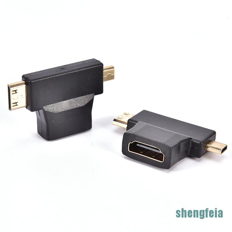 ❤Tuyệt đối❤ Set 2 đầu chuyển đổi HDMI Mini 2 trong 1 màu vàng