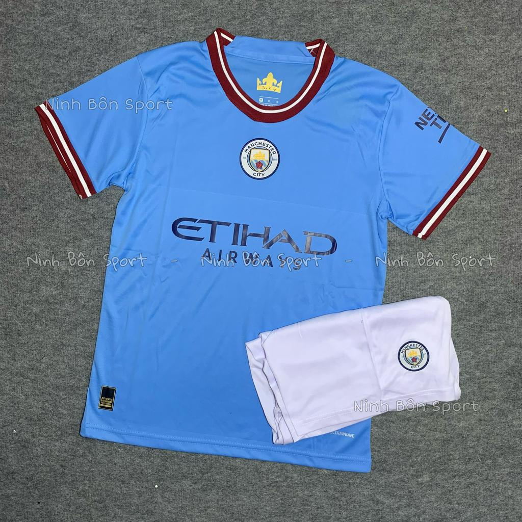 Áo Bóng Đá CLB Manchester City, Áo Đá Banh Manchester City Sân Nhà 22/23 - Chuẩn Mẫu Thi Đấu - Vải Thun Thái