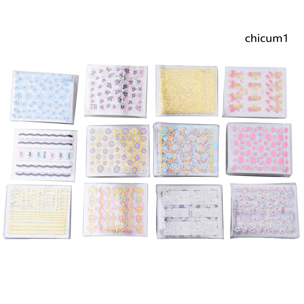 [Hàng mới về] Bộ 10 tấm hình dán họa tiết xinh xắn trang trí móng tay nghệ thuật