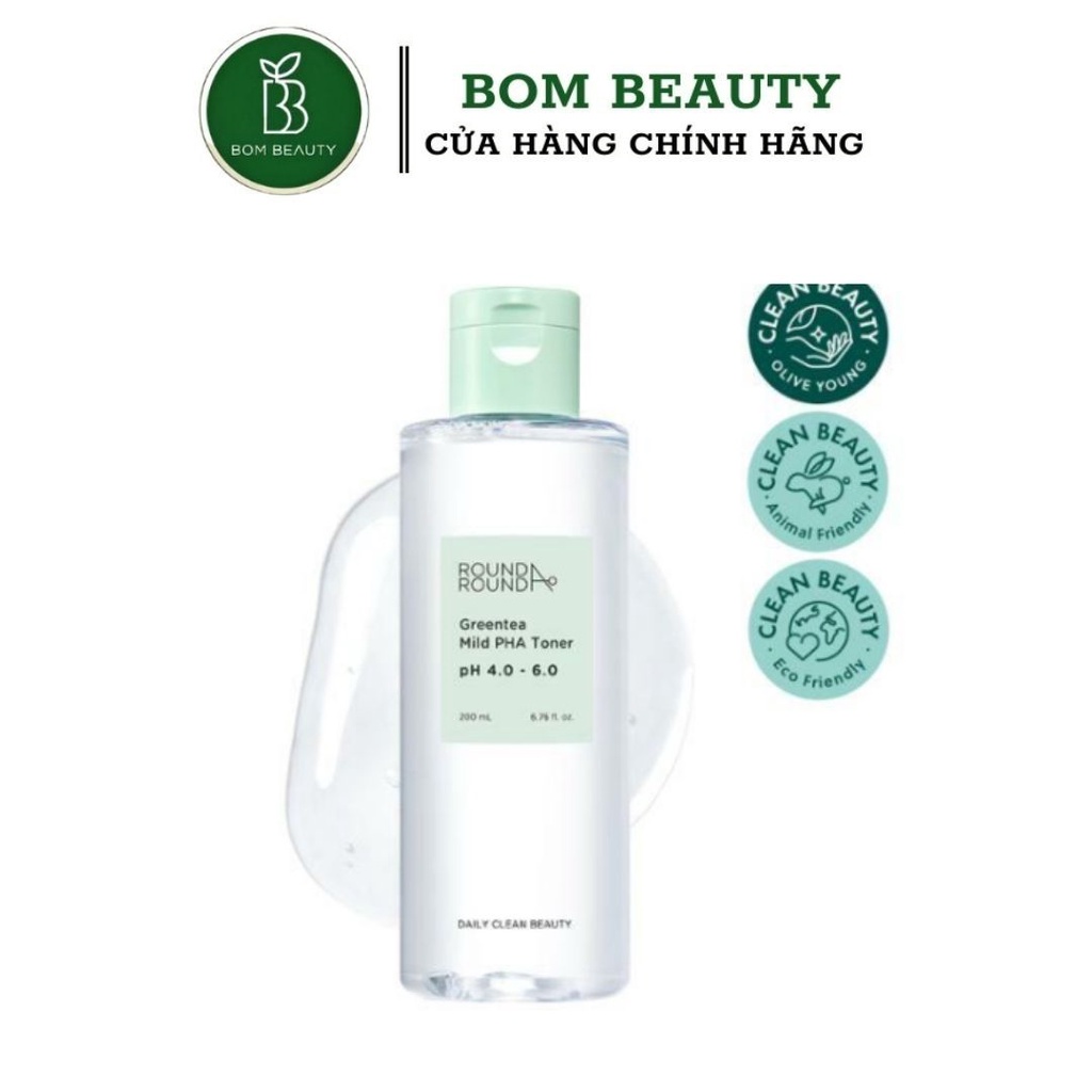 Nước hoa hồng Toner acid làm sạch từ trà xanh RoundAround Greentea Mild PHA Toner